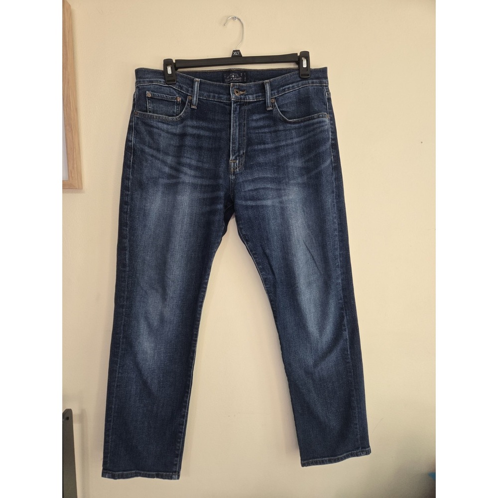 Lucky Brand Jeans Mens 36x30 221 Straight Leg Whiskering Medium Wash